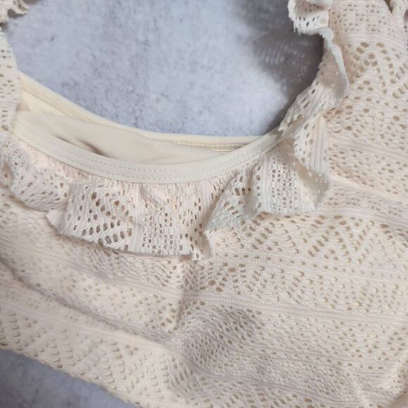 NWT Andie Hydra Top Vanilla (Cream / Off-white) Crochet Ruffle Bikini Swim M - Picture 2 of 8
